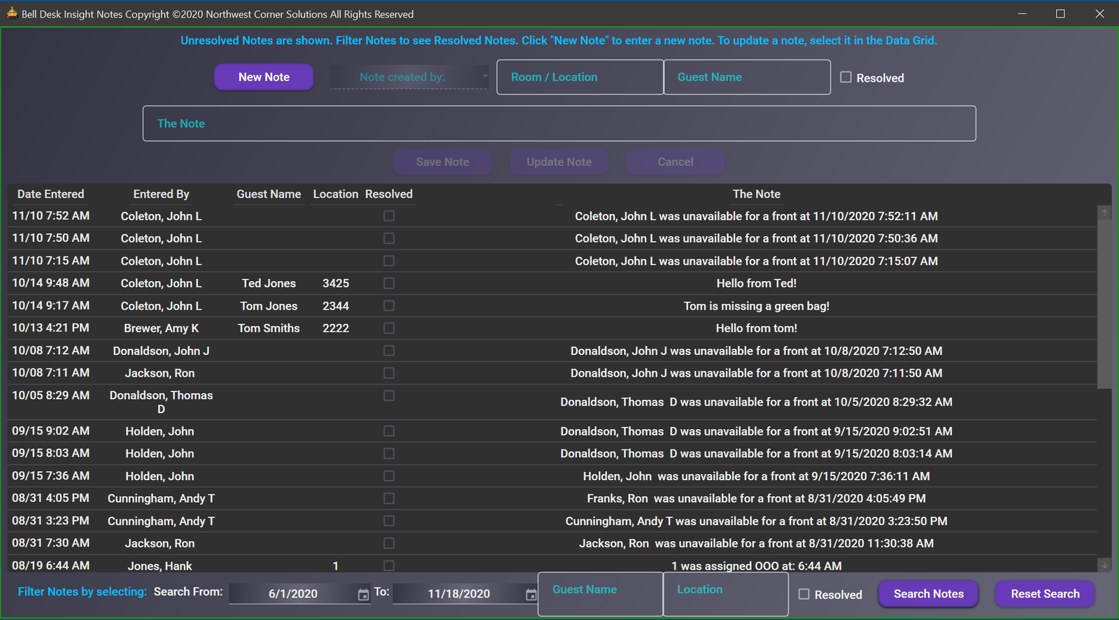 reports window