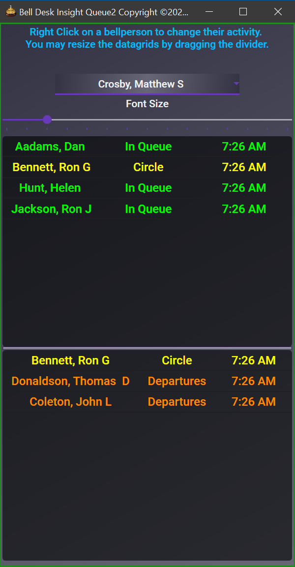 Bell Desk Insight queue2 window