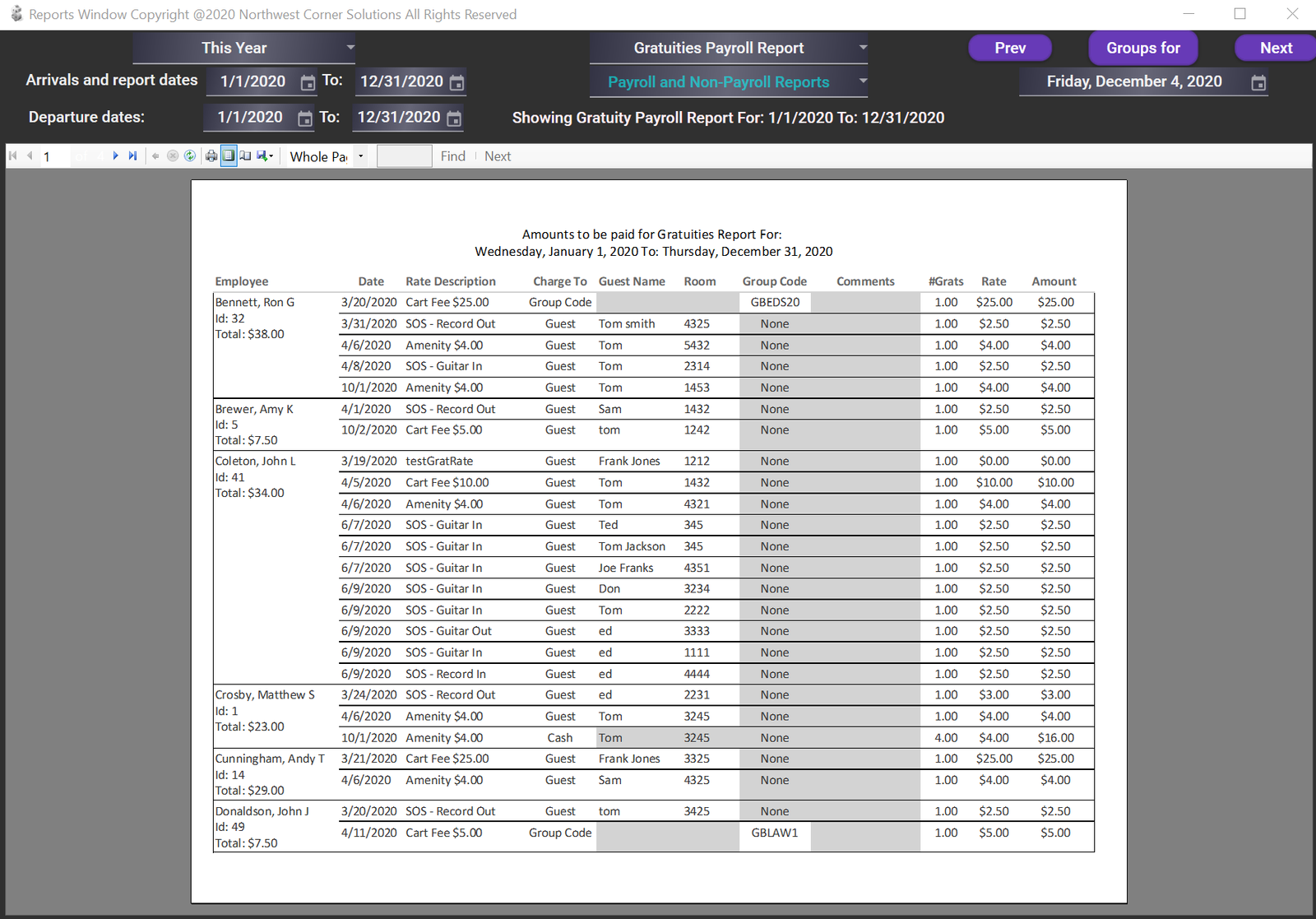 Reports window